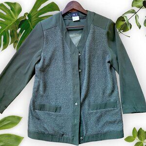 Vintage Green Structured Panelled Cardigan,  sz 8
